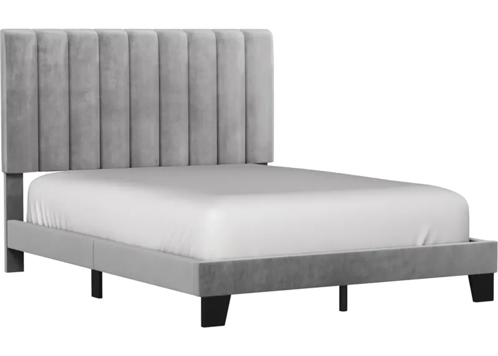 Oslo Queen Upholstered Height Platform Bed - Gray