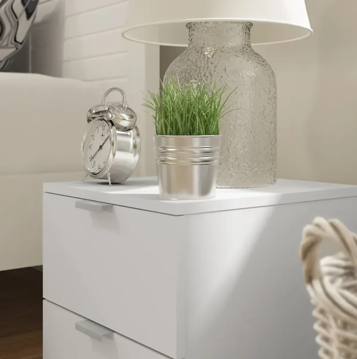 Samuel 2 Drawer Nightstand - White