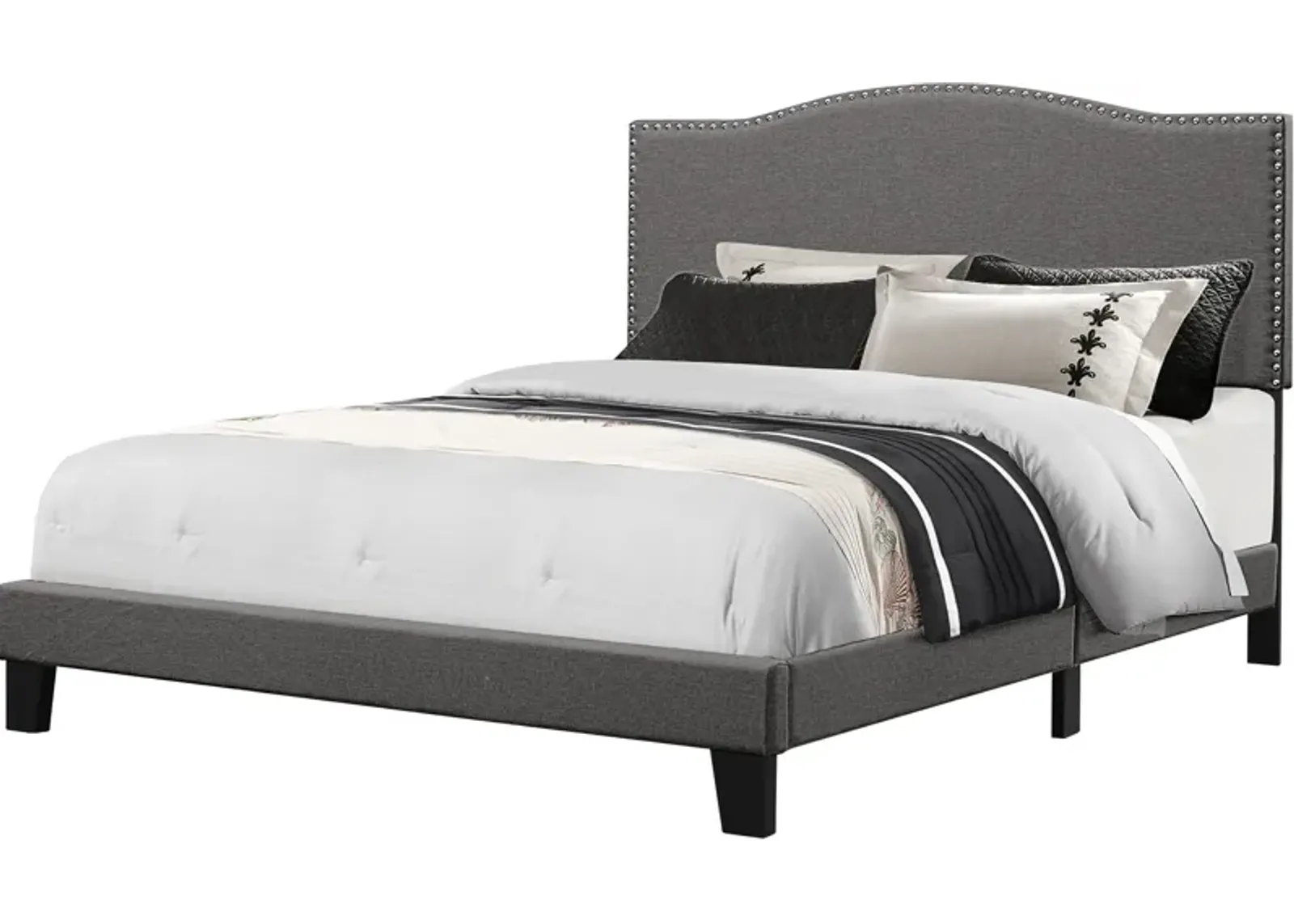 Windsong Queen Upholstered Bed - Dark Gray