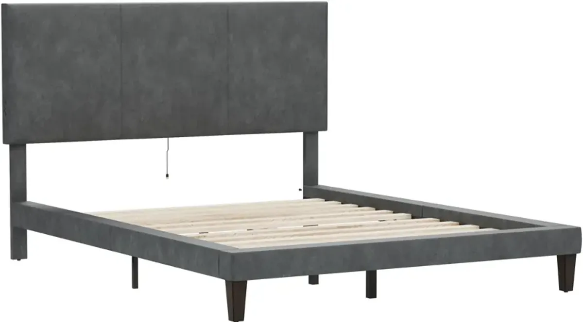 Journey Full Upholstered Platform Bed with USB Charging