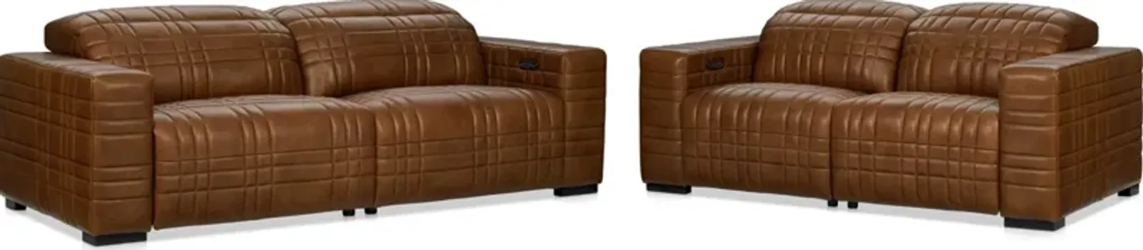 Ralston Dual-Power Reclining Sofa and Loveseat Set - Brown