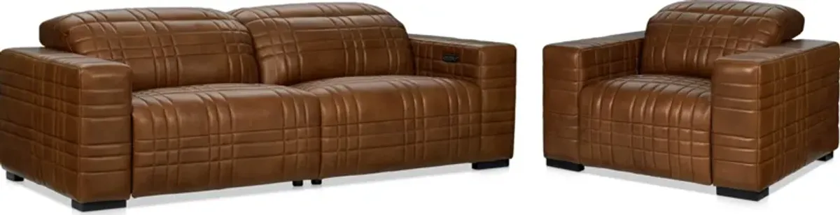 Ralston Dual-Power Reclining Sofa and Recliner Set - Brown