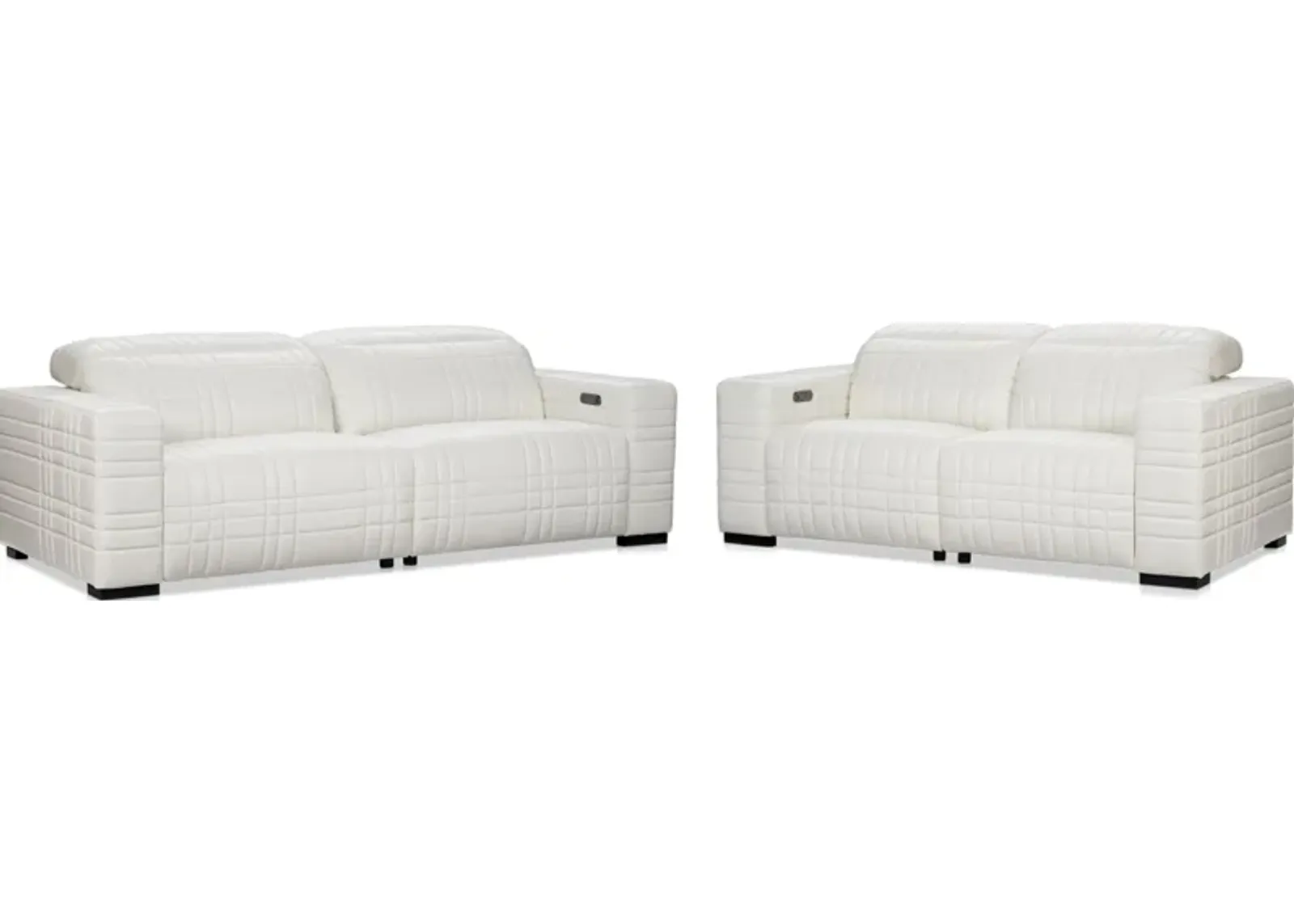 Ralston Dual-Power Reclining Sofa and Loveseat Set - White