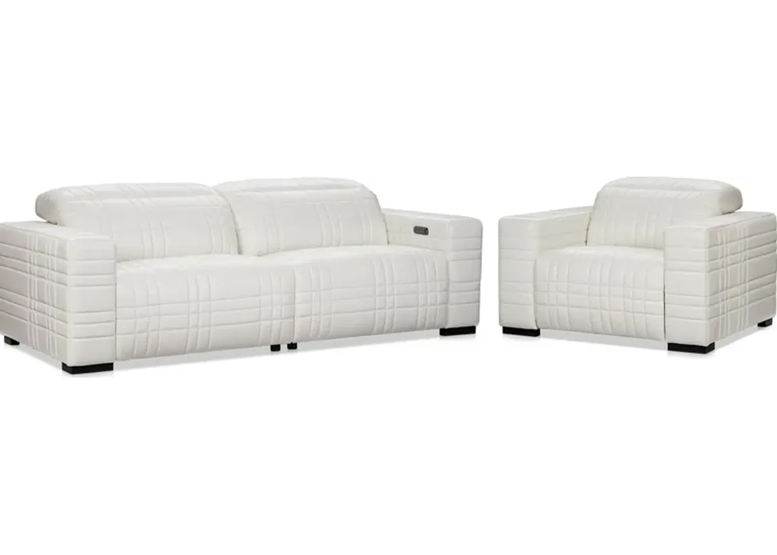 Ralston Dual-Power Reclining Sofa and Recliner Set - White