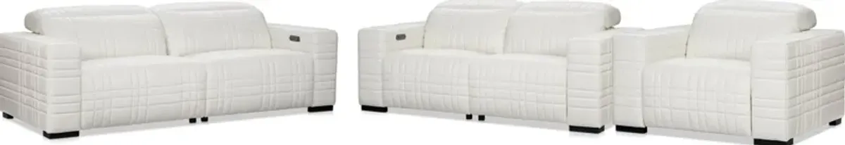 Ralston Dual-Power Reclining Sofa, Loveseat and Recliner Set - White