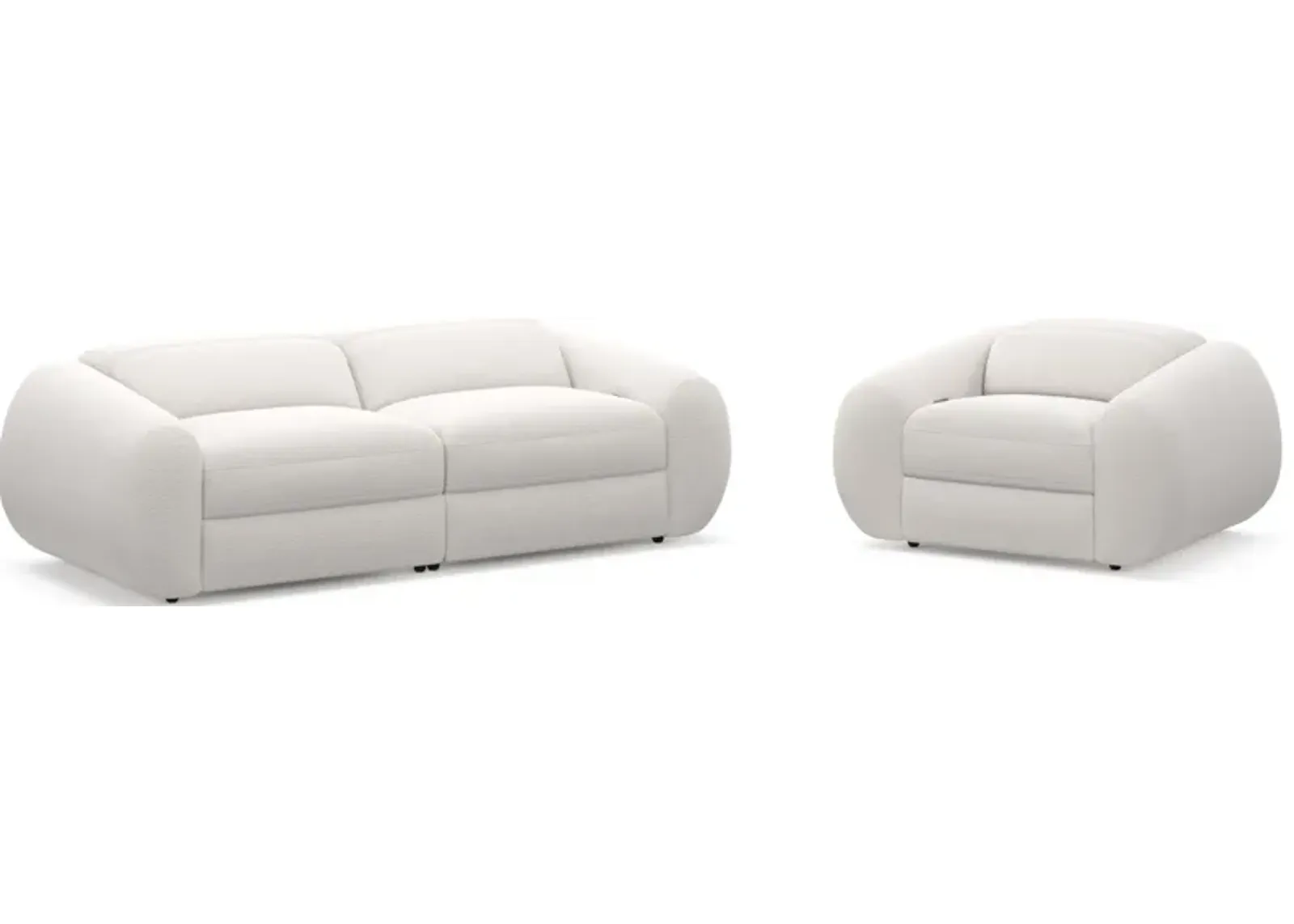 Aura Dual-Power Reclining Sofa and Recliner Set - Ivory