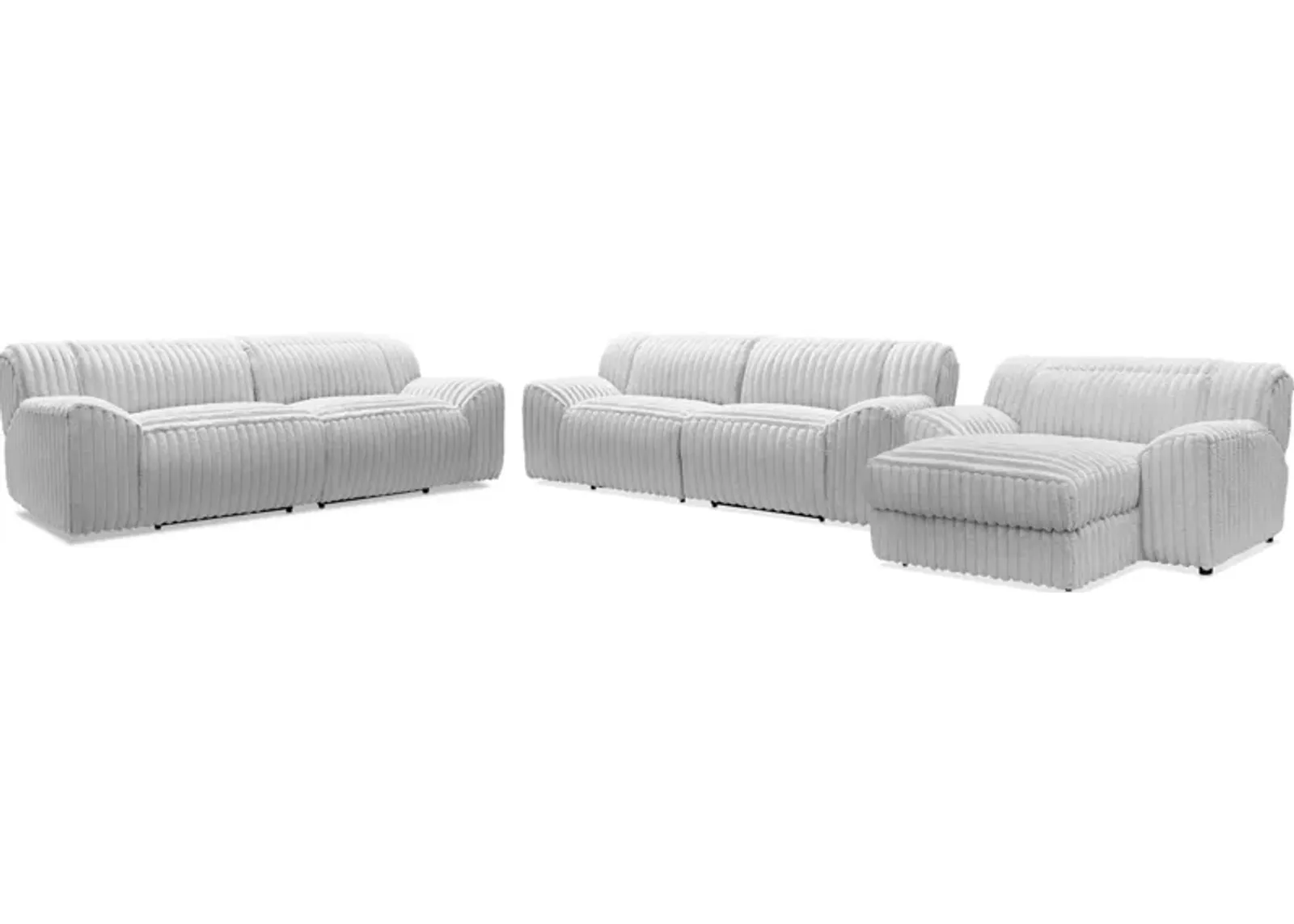 Koala Dual-Power Reclining Sofa, Loveseat and Adjustable Chaise Lounge Set