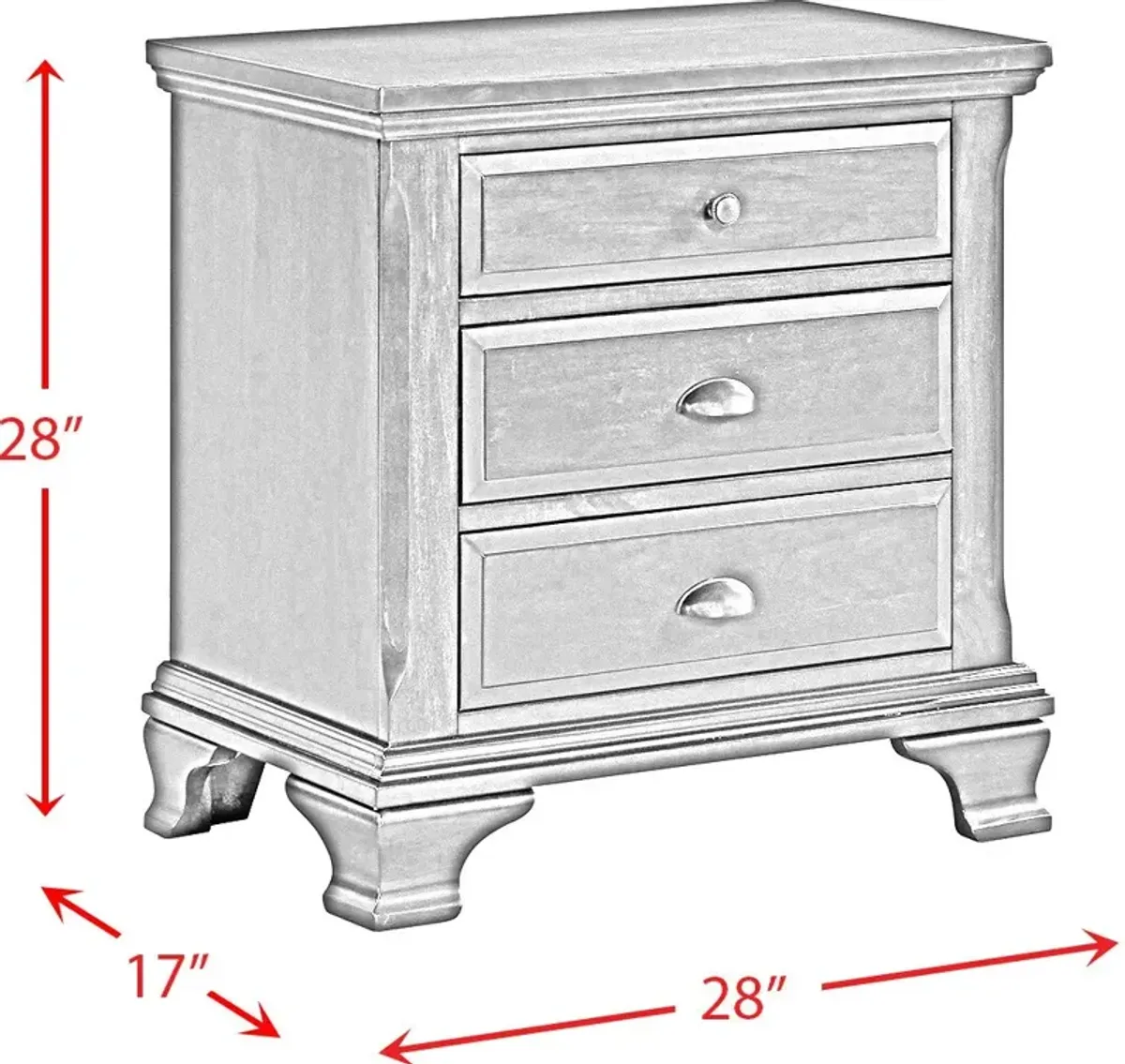 Varsha 3 Drawer Nightstand - Cherry