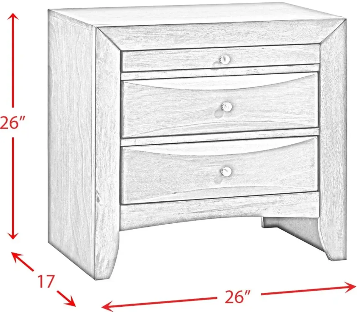 Wisteria 2 Drawer Nightstand - Gray