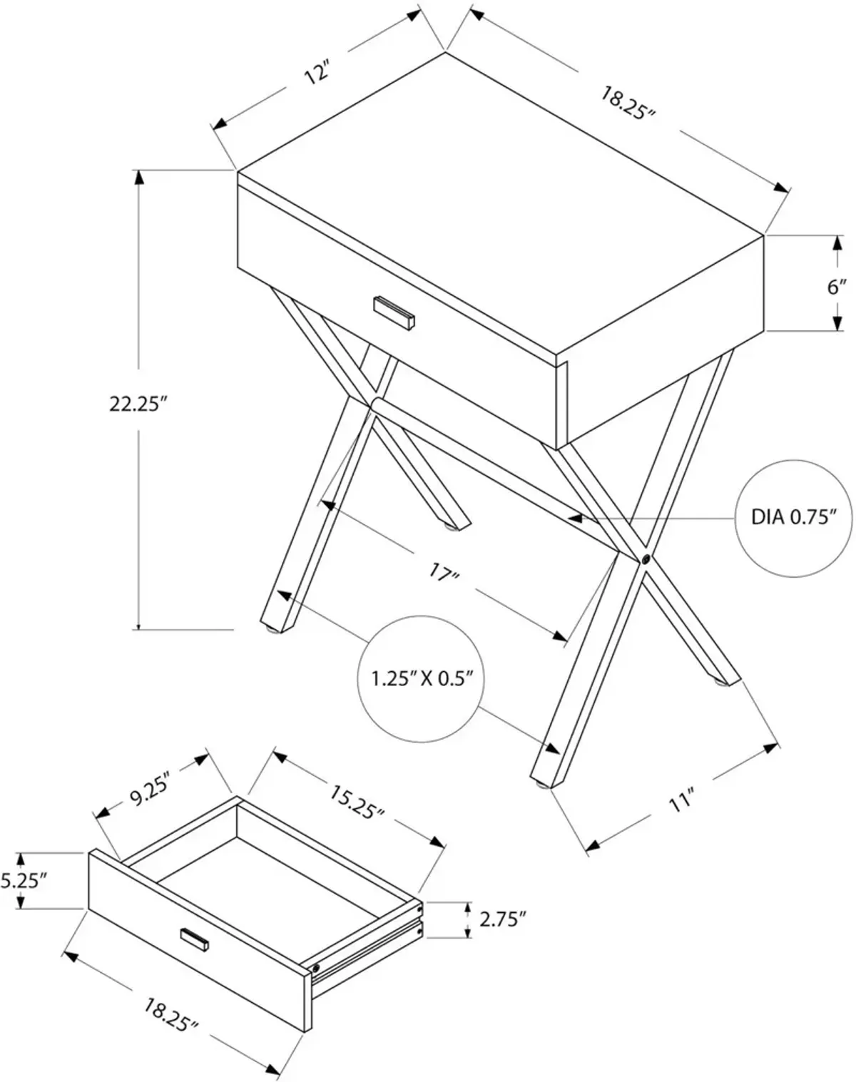 Gillespie Nightstand - Glossy White/Chrome