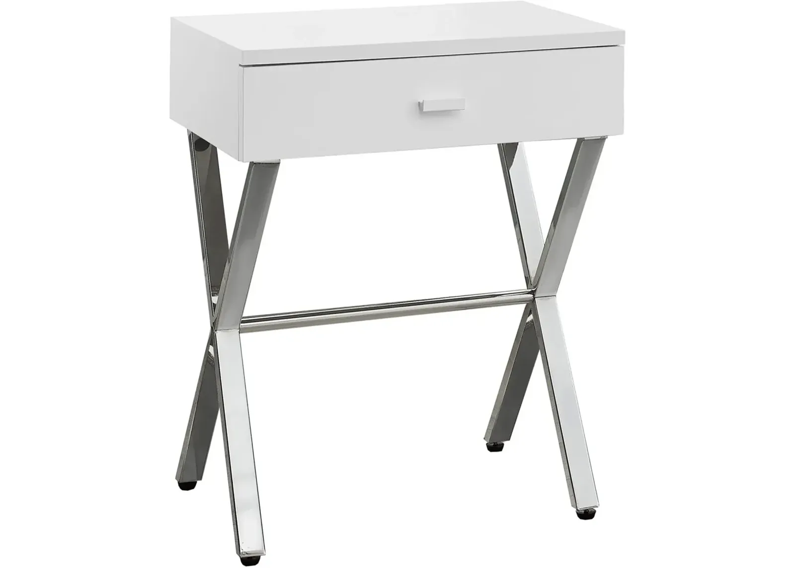 Gillespie Nightstand - Glossy White/Chrome