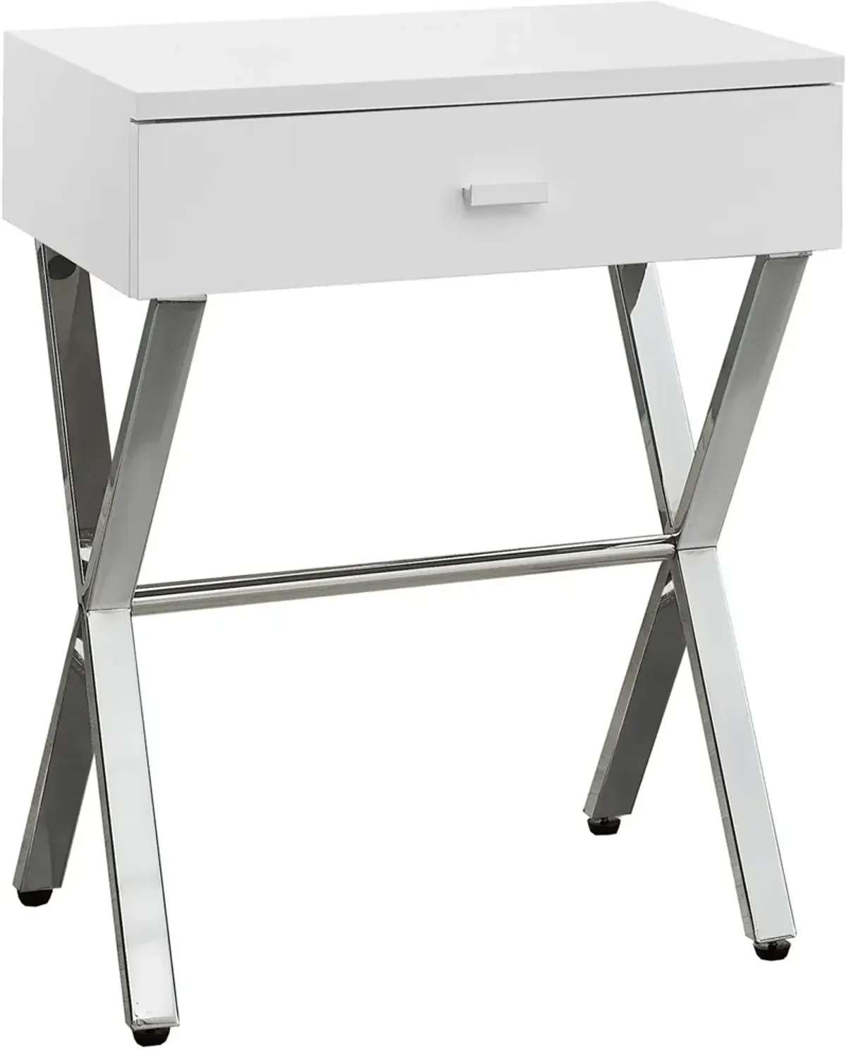 Gillespie Nightstand - Glossy White/Chrome