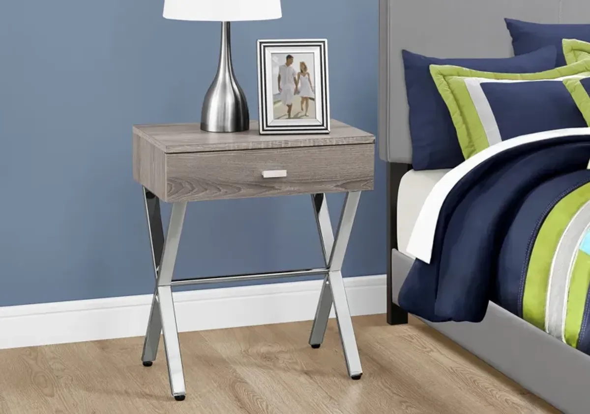 Gillespie Nightstand - Brown/Chrome