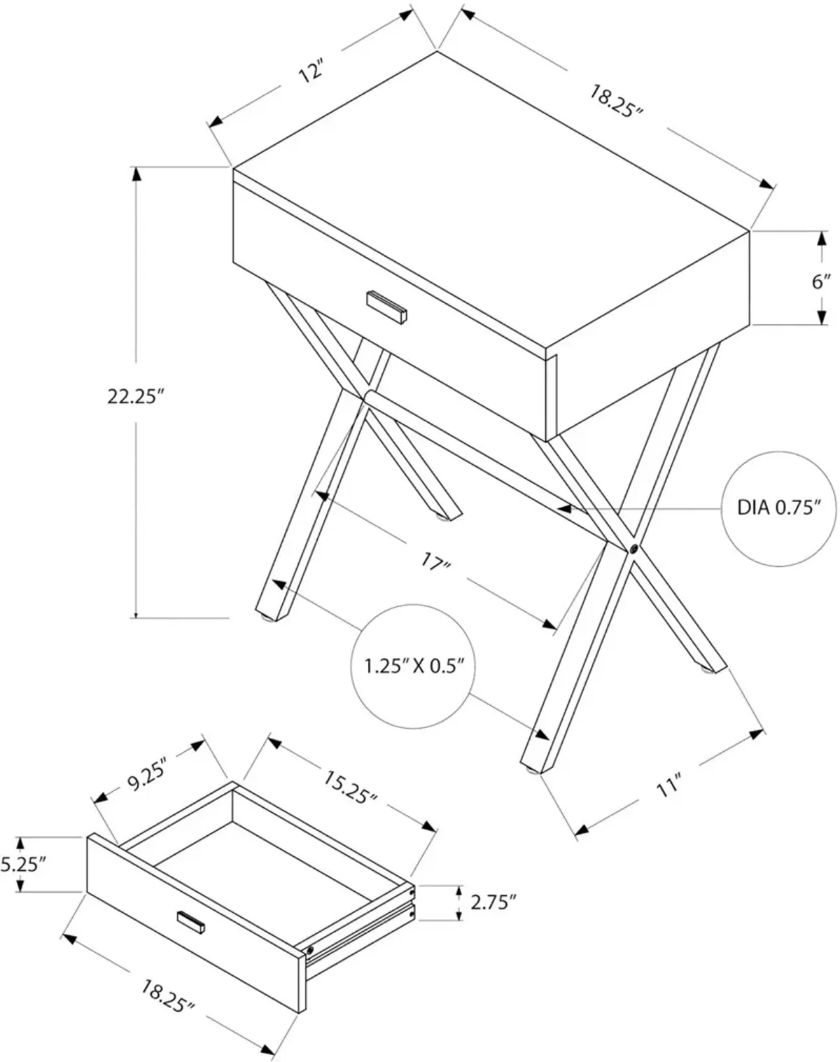 Gillespie Nightstand - Brown/Black