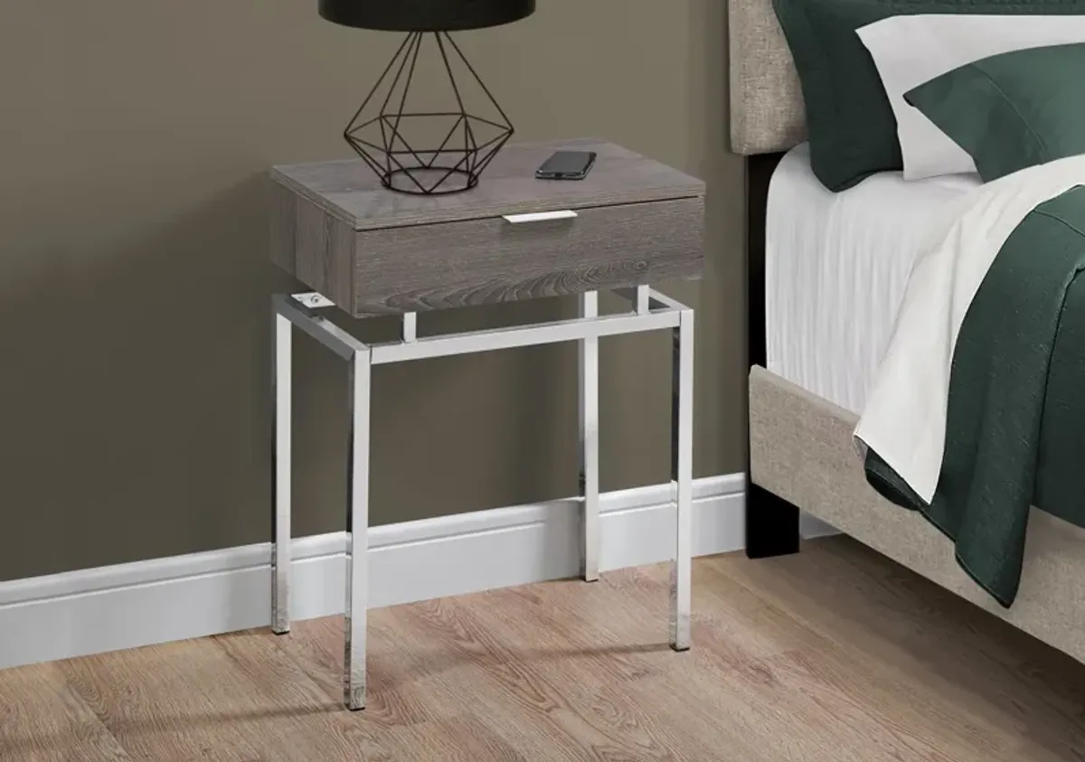 Hucksley Nightstand - Brown/Chrome