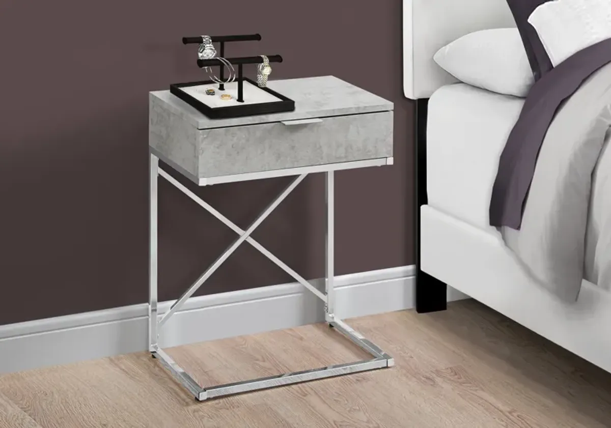 Lafe Nightstand - Gray/Chrome