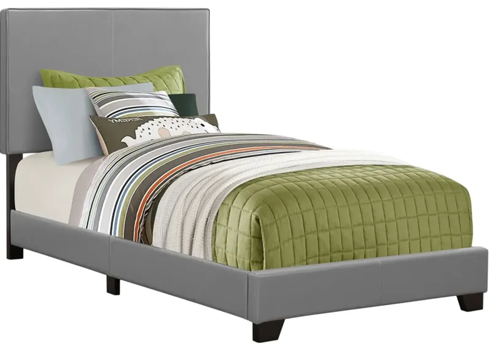 Nettie Twin Upholstered Bed - Gray Vegan Leather