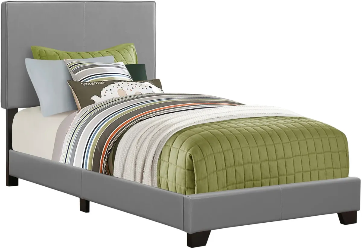 Nettie Twin Upholstered Bed - Gray Vegan Leather