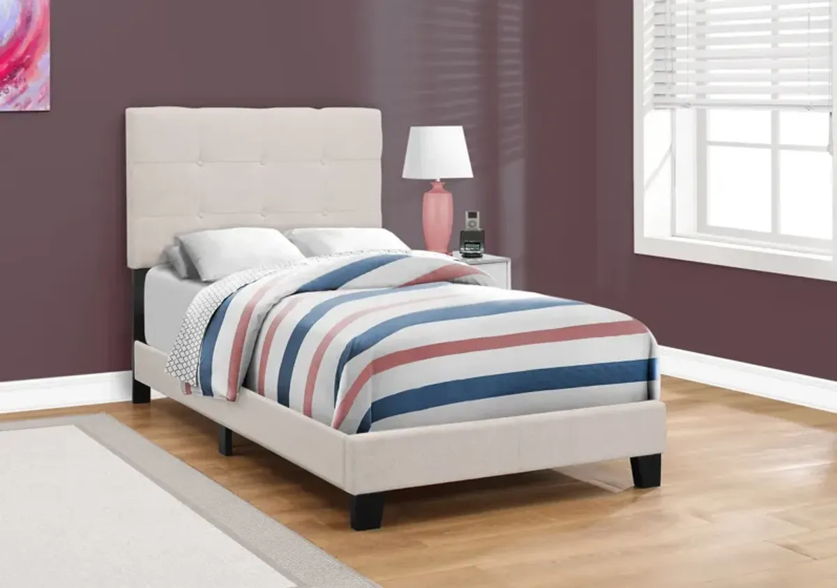 Luella Twin Upholstered Bed - Beige/Black