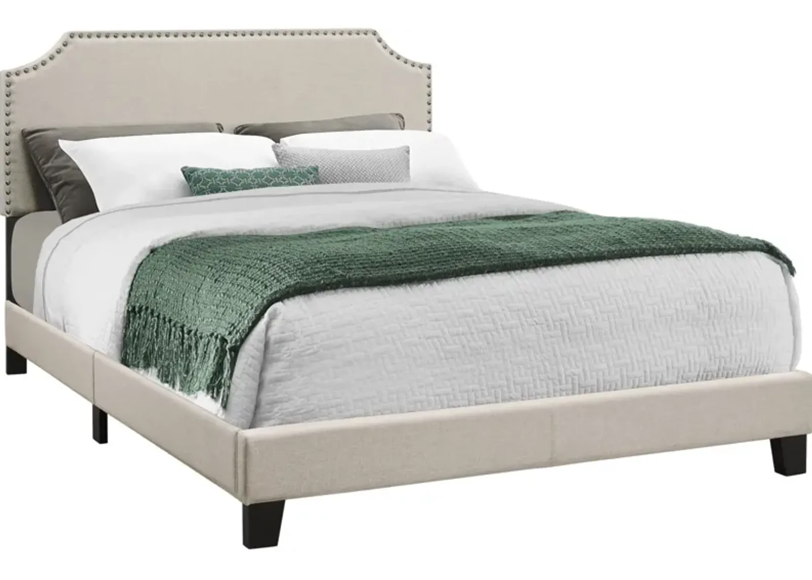 Ingram Queen Upholstered Bed - Beige/Black