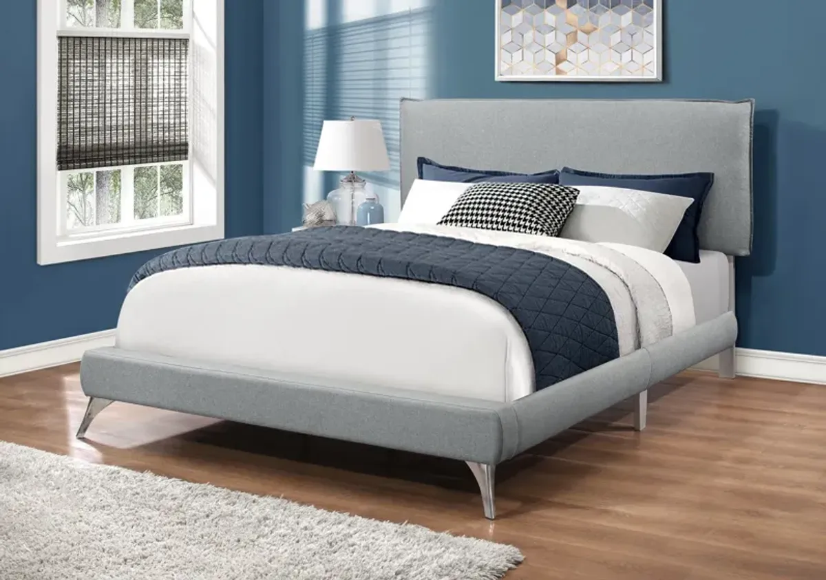 Kasey Queen Upholstered Bed - Gray/Chrome