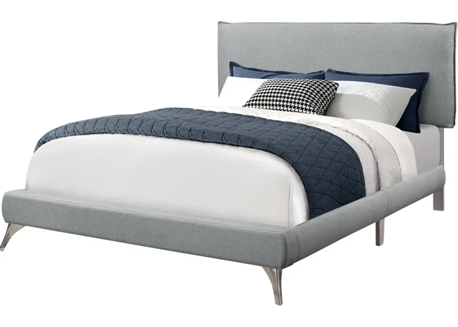 Kasey Queen Upholstered Bed - Gray/Chrome