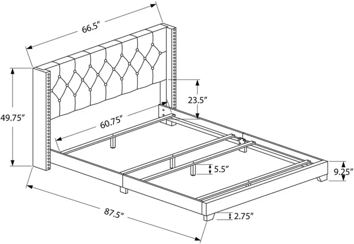 Nessie Queen Upholstered Bed - Gray