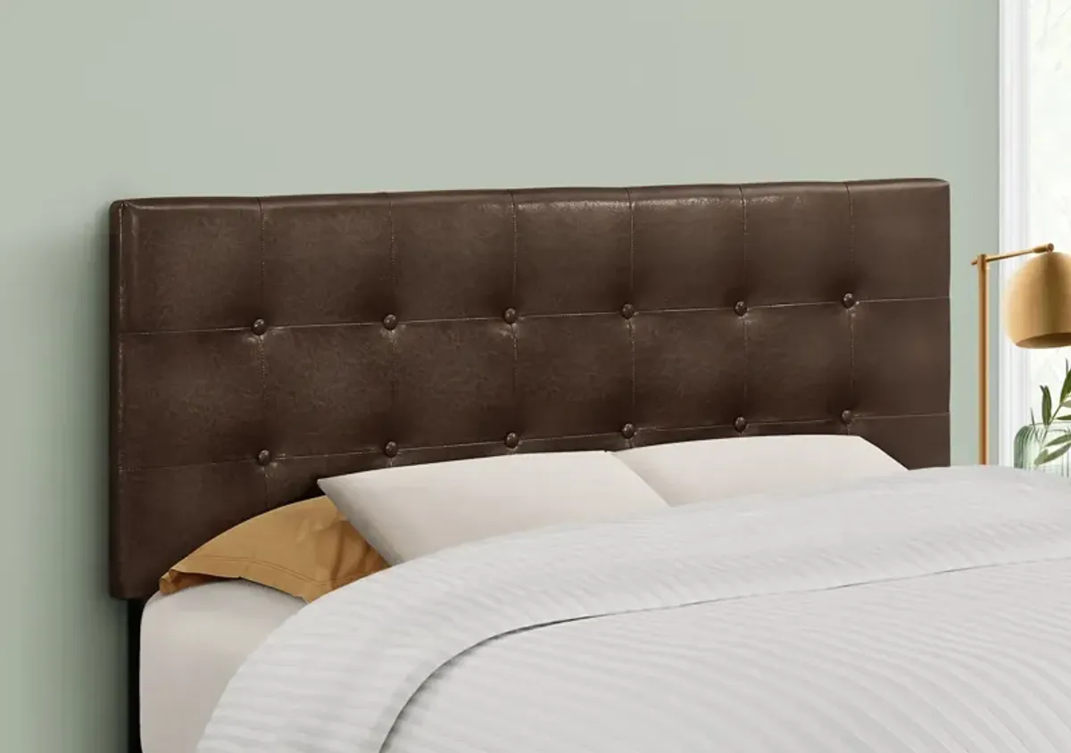 Kennedy Full Upholstered Headboard - Brown Vegan Leather