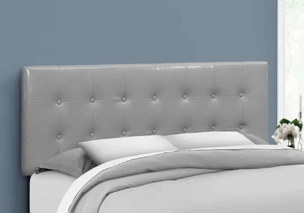 Kennedy Queen Upholstered Headboard - Gray Vegan Leather