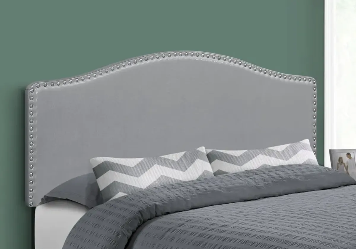 Parris Queen Upholstered Headboard - Gray Vegan Leather