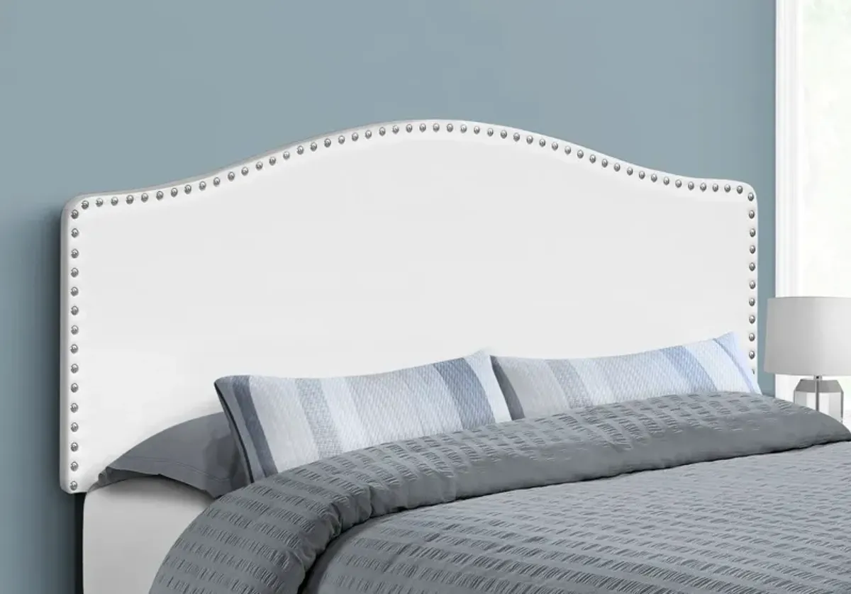 Parris Queen Upholstered Headboard - White Vegan Leather