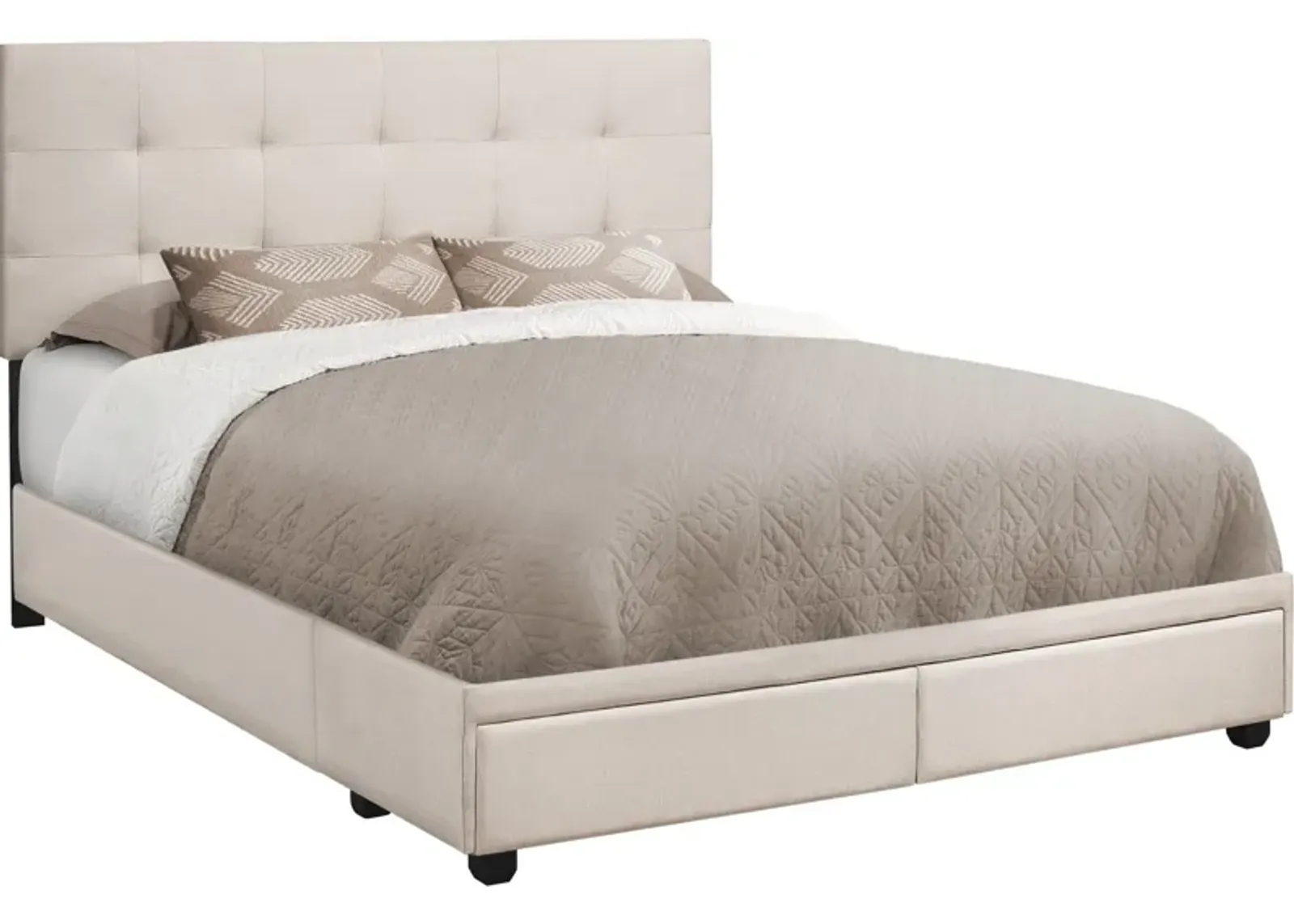 Olga Queen Upholstered Storage Bed - Beige