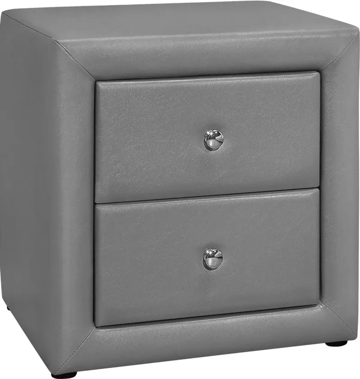 Mable 2 Drawer Upholstered Nightstand - Gray Vegan Leather