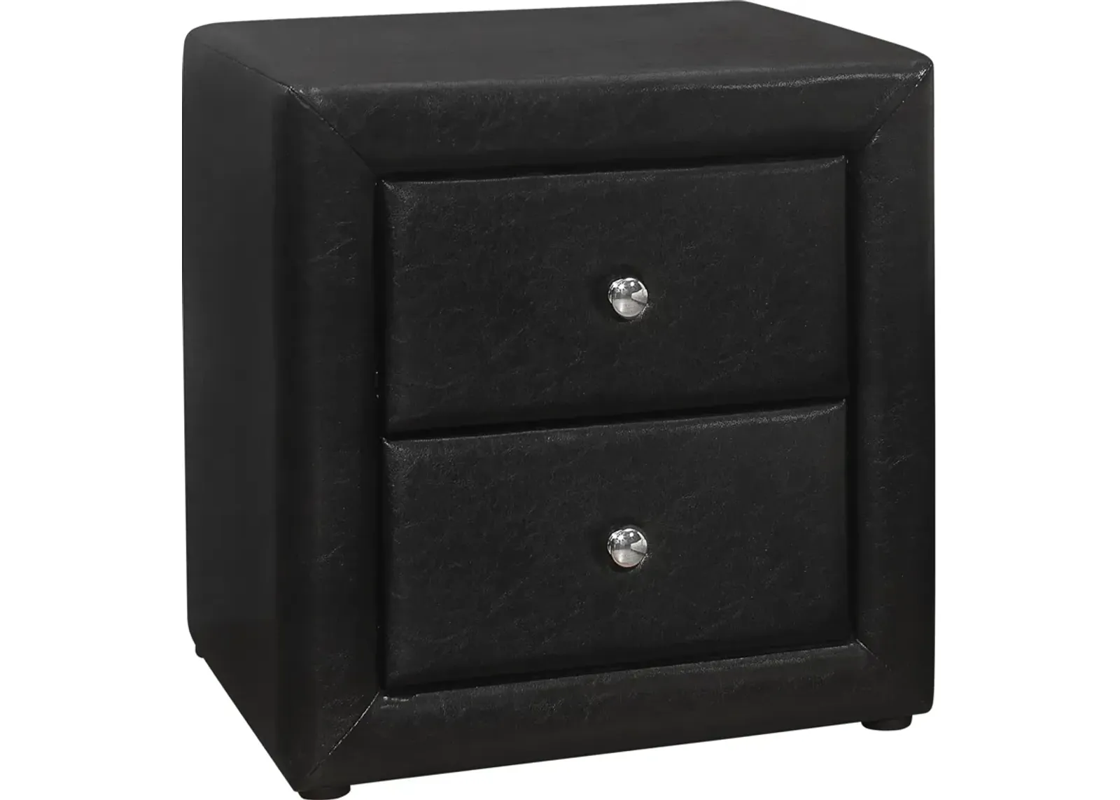 Mable 2 Drawer Upholstered Nightstand - Black Vegan Leather