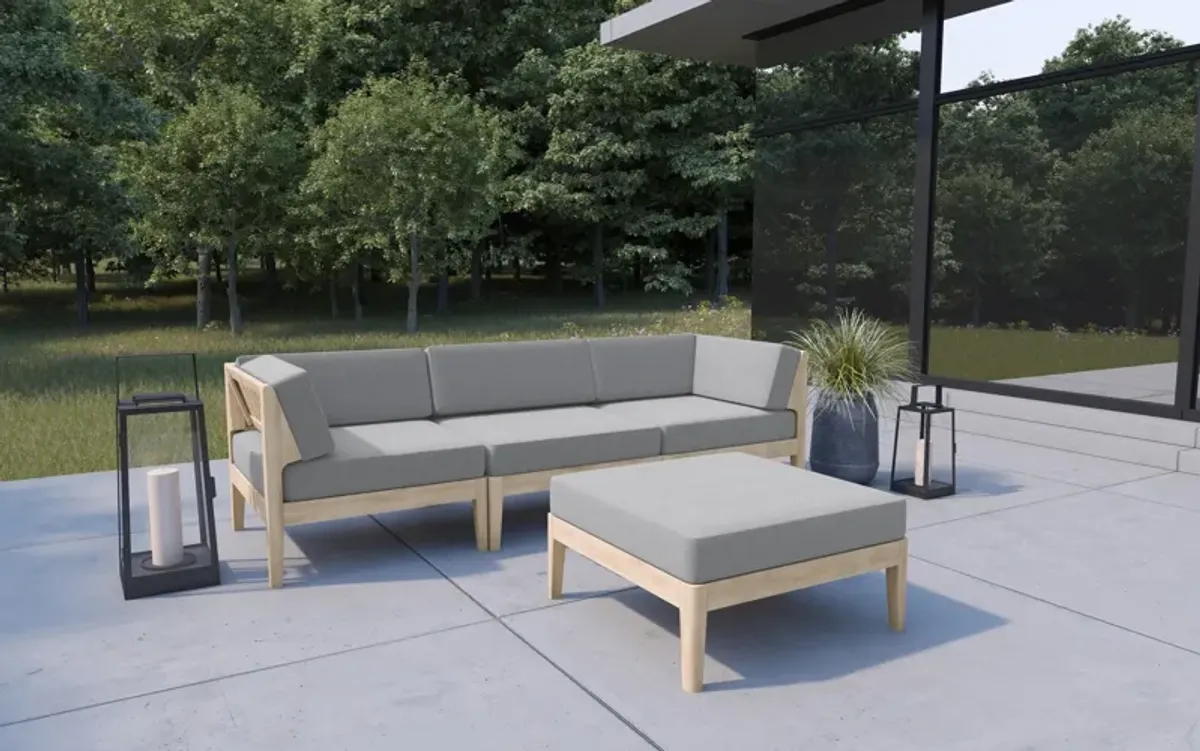 Topsail 3-Piece Outdoor Sofa and Ottoman Set - Natural