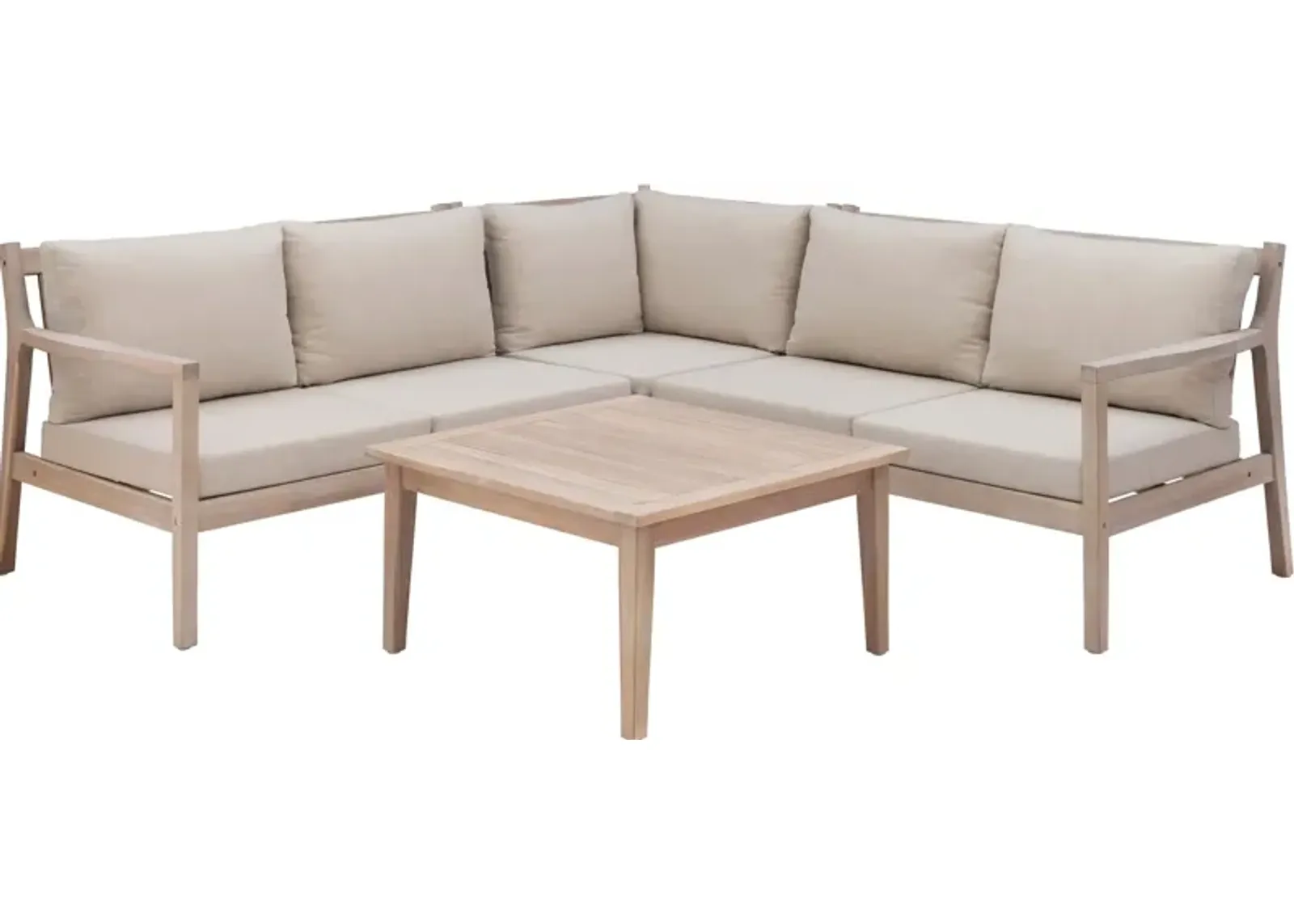 Annotto Bay 3-Piece Outdoor Sectional and Coffee Table Set - Beige