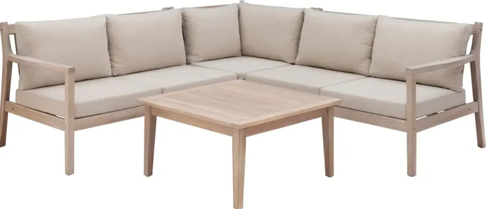 Annotto Bay 3-Piece Outdoor Sectional and Coffee Table Set - Beige