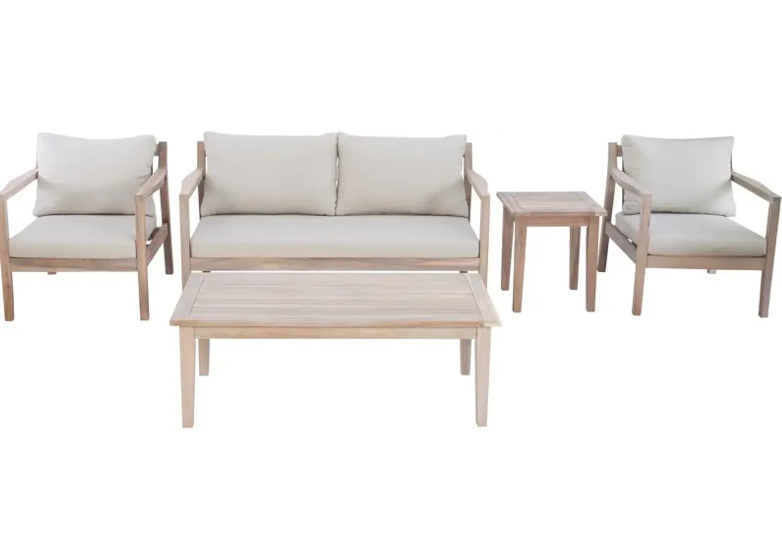 Annotto Bay Outdoor Set with Sofa, 2 Chairs, Side Table and Coffee Table - Beige