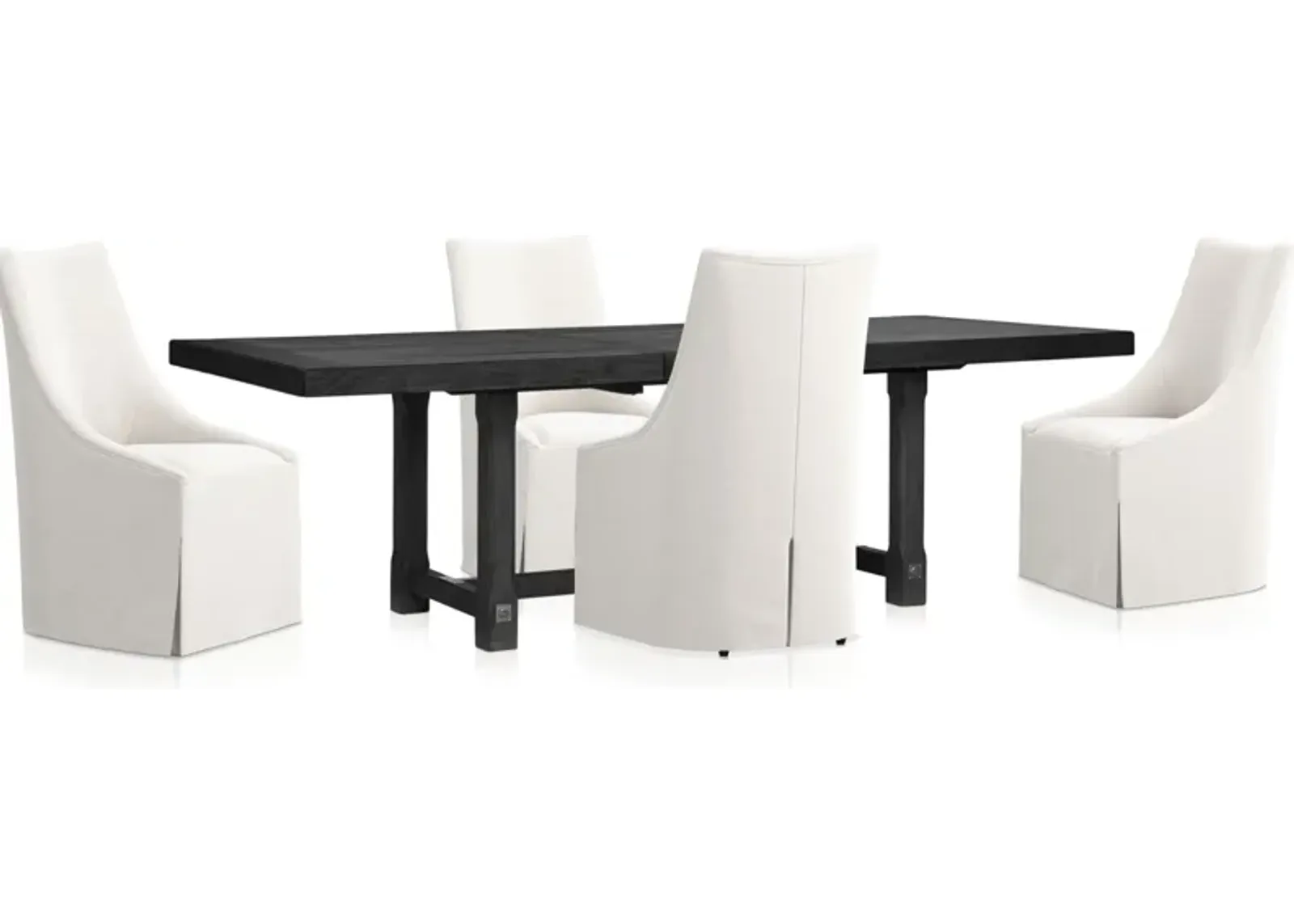 Madrid Extendable Rectangular Dining Table and 4 Nicolette Chairs - Black