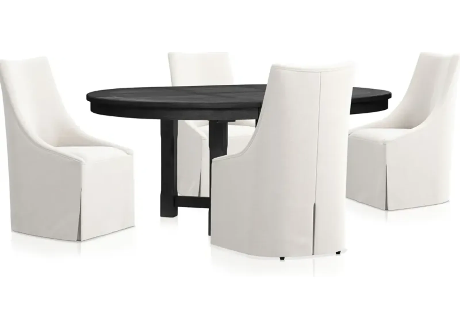 Madrid Round Dining Table and 4 Nicolette Chairs - Black