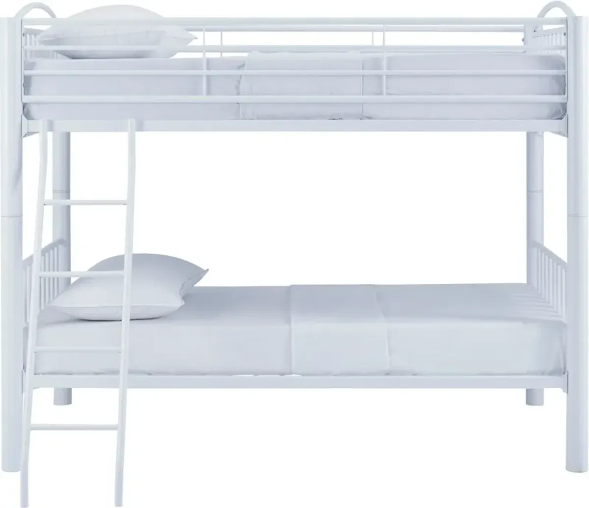 Rufio Twin Over Twin Bunk Bed - White