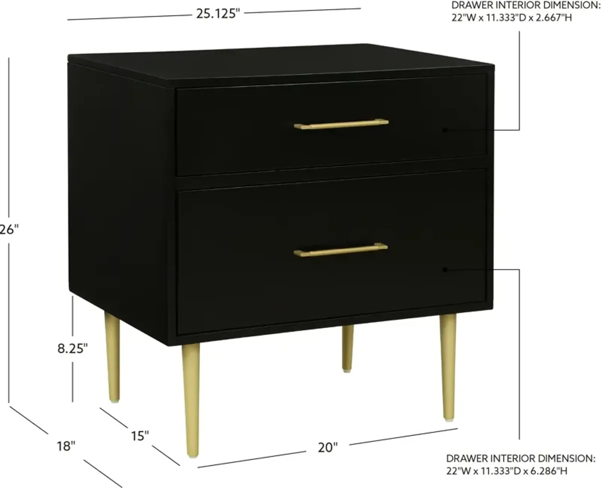 Sumo 2 Drawer Nightstand - Black