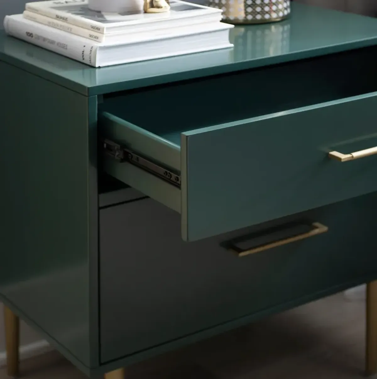 Sumo 2 Drawer Nightstand - Dark Green