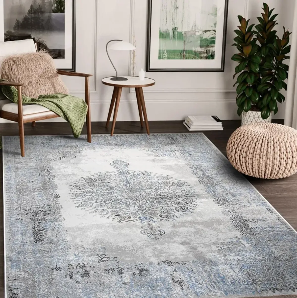 Woodruff 5' x 8' Area Rug - Beige/Light Blue