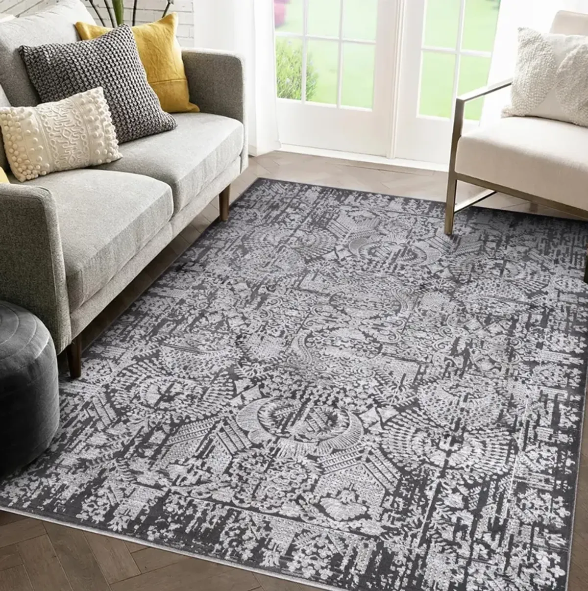 Yarrow 5' x 8' Area Rug - Gray/Black