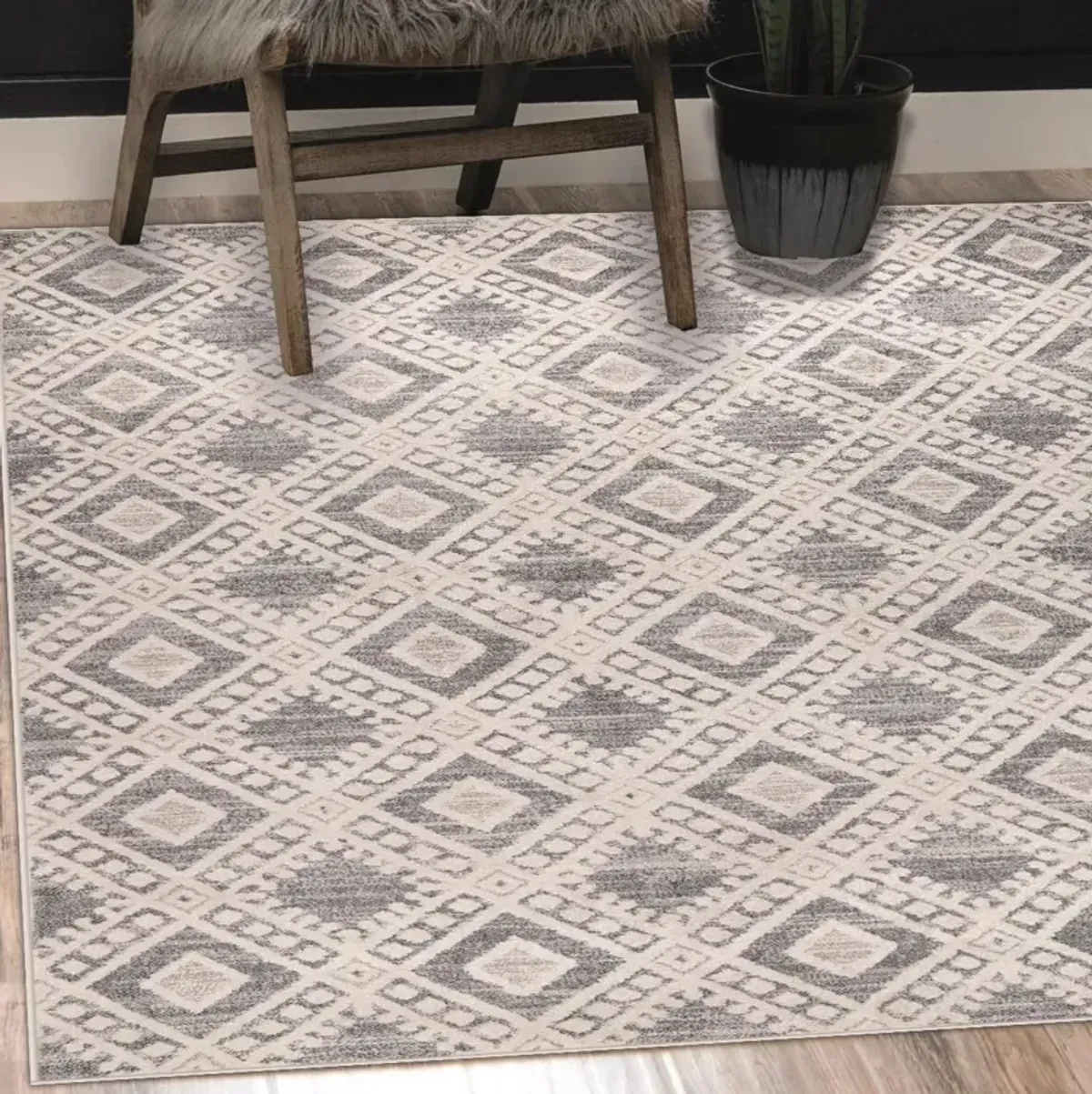 Hakim 5' x 7' Area Rug - Cream/Gray