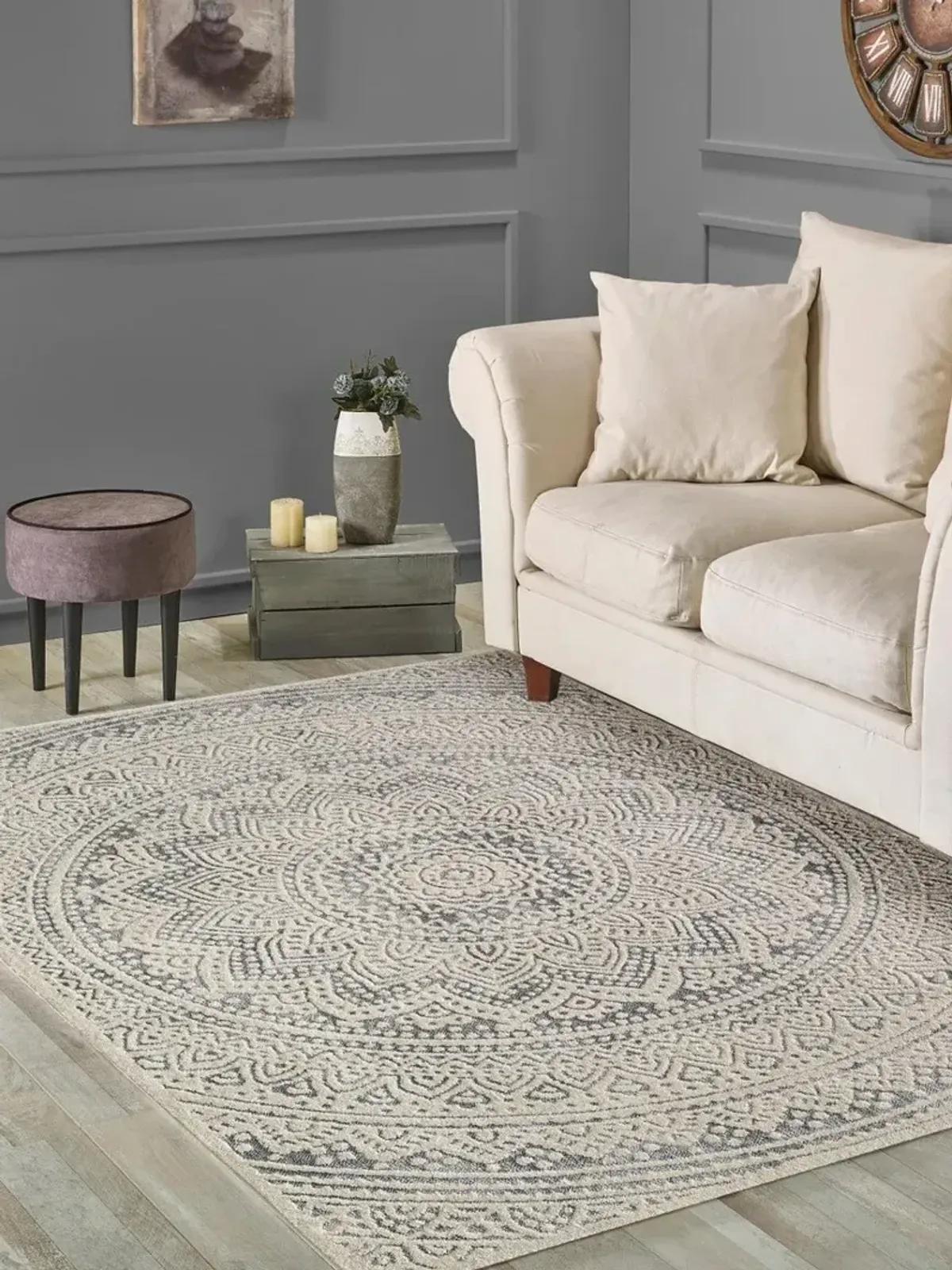 Esona 8' x 10' Area Rug - Cream/Gray