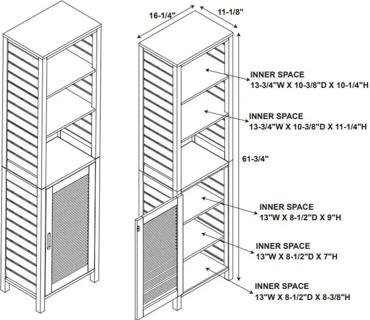 Ambel One Door Cabinet With Covered Shelves - Natural