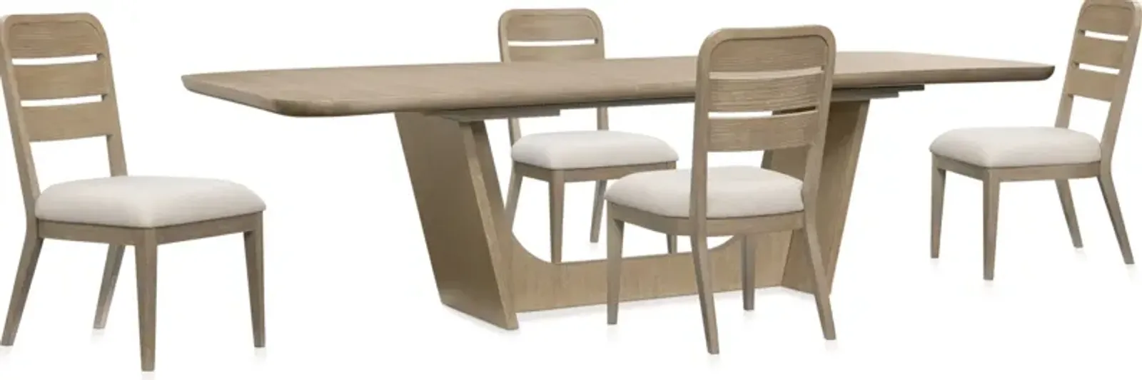 Laguna Extendable Dining Table with 4 Wood-Back Dining Side Chairs