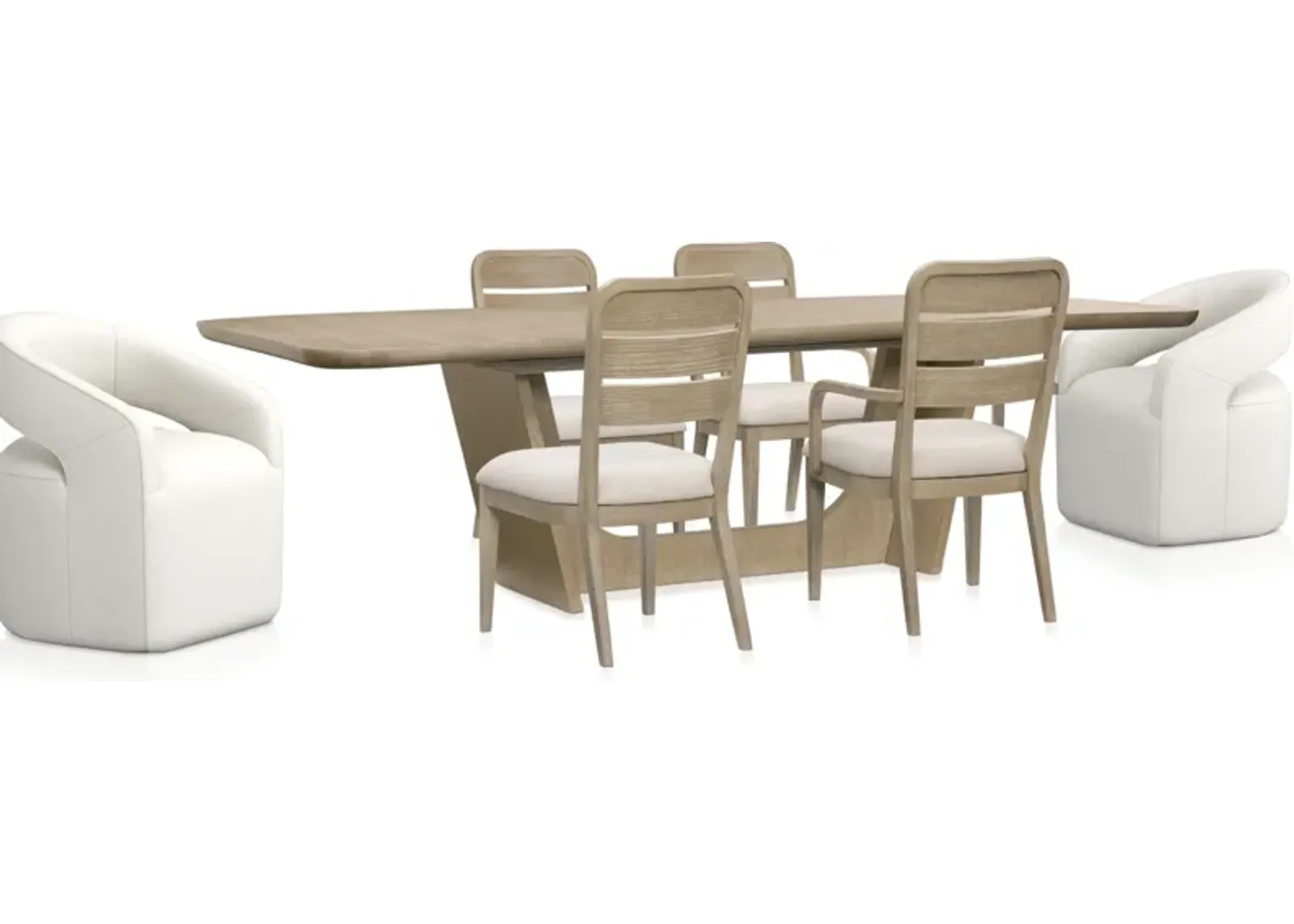 Laguna Extendable Dining Table with 2 Wood-Back Dining Armchairs, 2 Wood-Back Side Chairs and 2 Cope